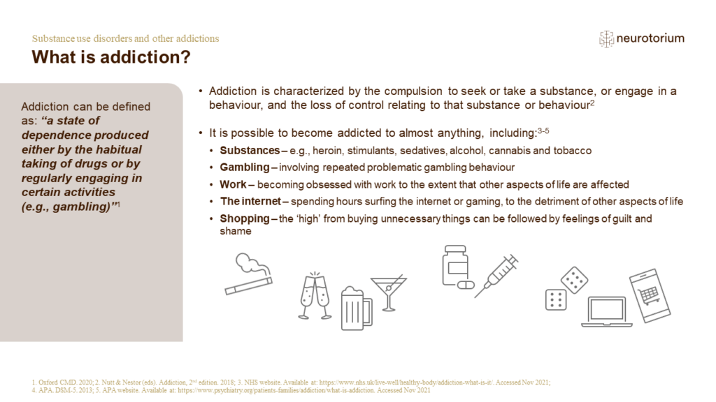 Substance use disorders and other addictions - History, definitions and  diagnosis