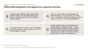 Differential diagnosis of progressive cognitive decline