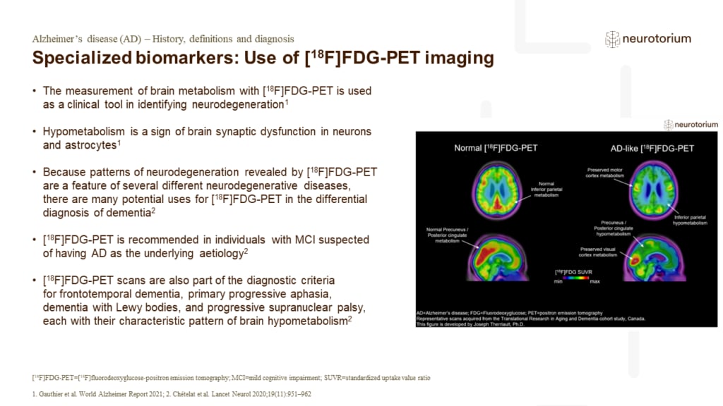 Specialized biomarkers: Use of [18F]FDG-PET imaging