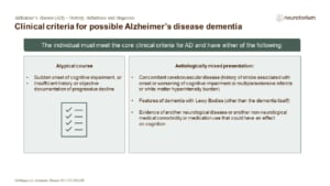 Clinical criteria for possible Alzheimer’s disease dementia