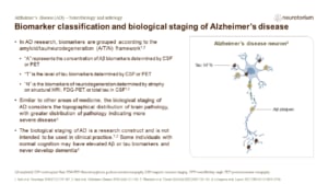 Biomarker classification and biological staging of Alzheimer’s disease
