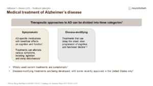 Medical treatment of Alzheimer’s disease Disease-modifying