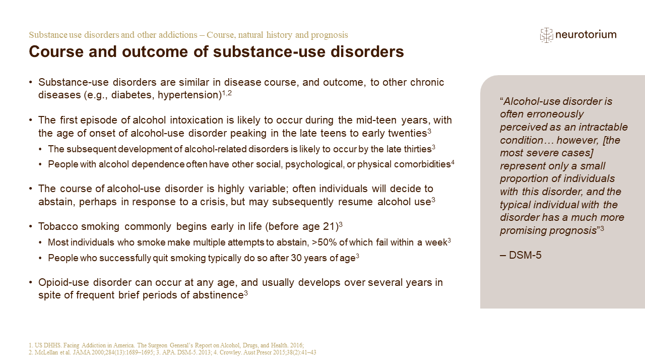 Illustration of courses and outcome of substance-use disorders