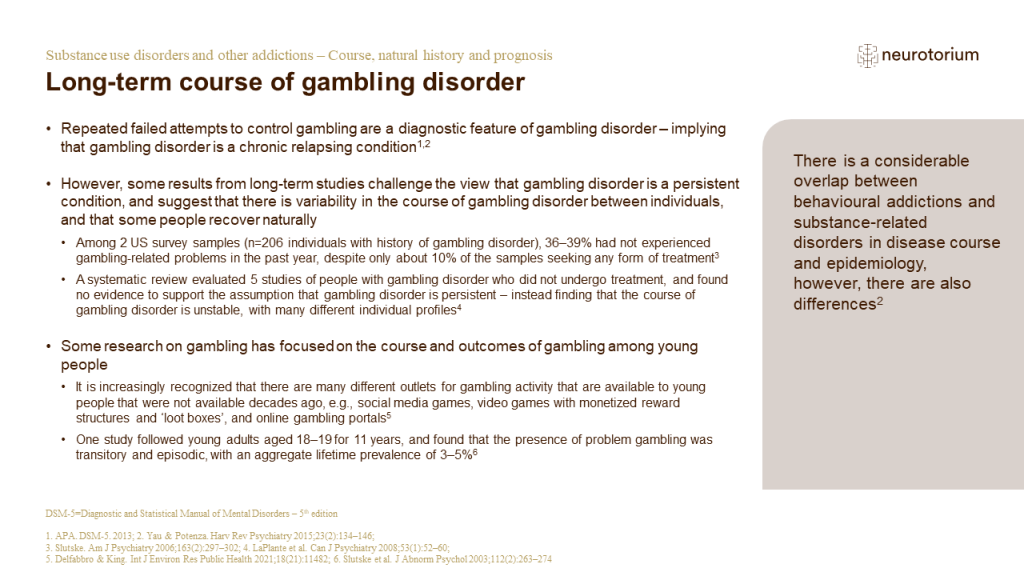 Illustration of long-term course of gambling disorder
