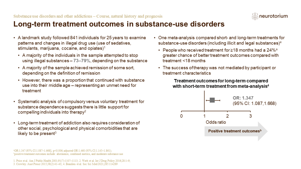 Illustration of long-term treatment outcomes in substance-use disorders