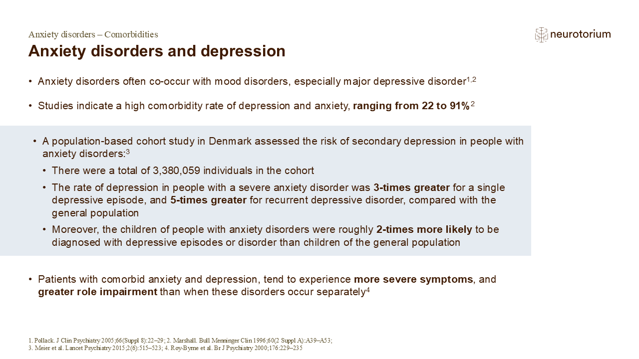 Anxiety disorders and depression