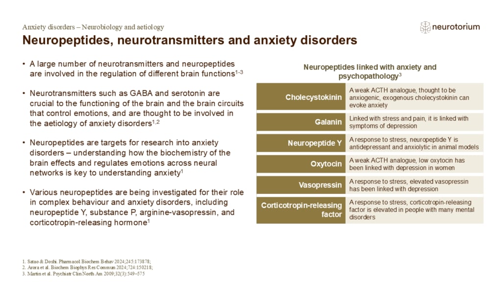 Neuropeptides, neurotransmitters and anxiety disorders