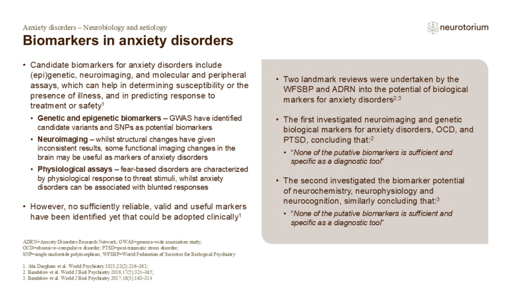 Biomarkers in anxiety disorders