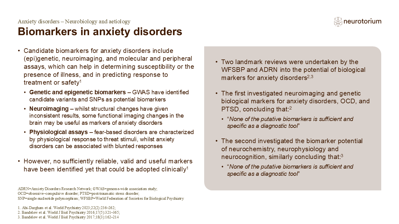 Biomarkers in anxiety disorders