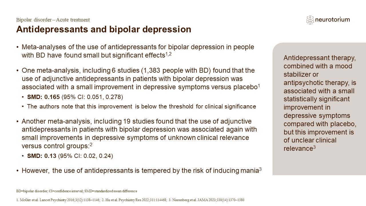 Antidepressants and bipolar depression