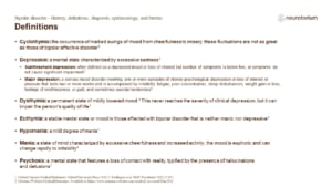 Bipolar disorder definitions