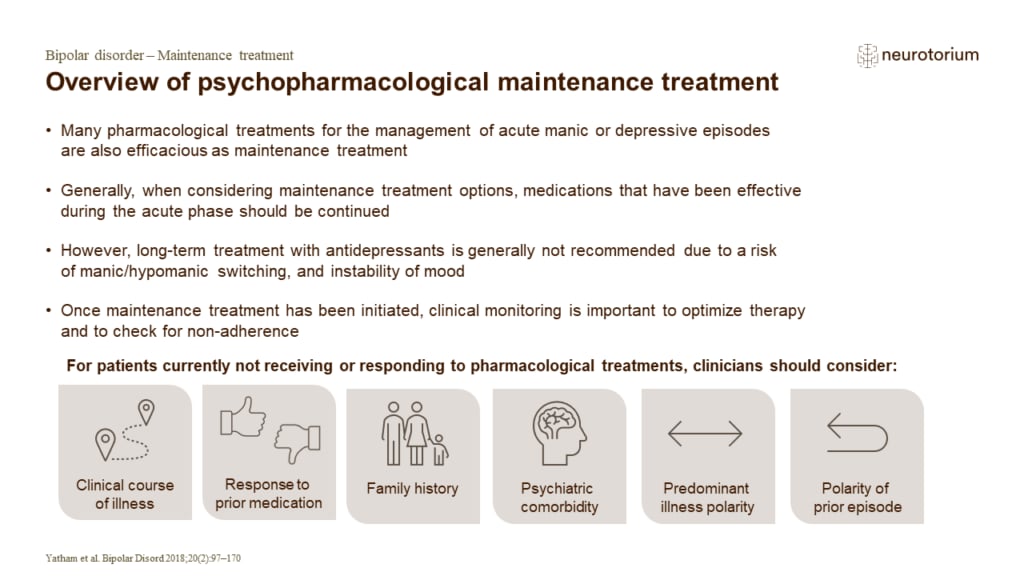 Overview of psychopharmacological maintenance treatment