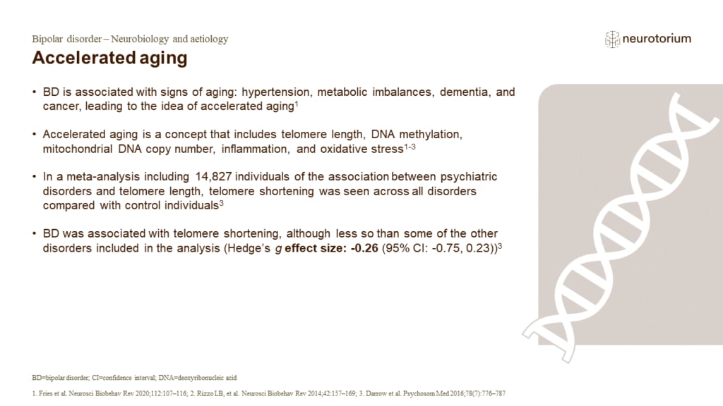 Accelerated aging Bipolar disorder – Neurobiology and aetiology