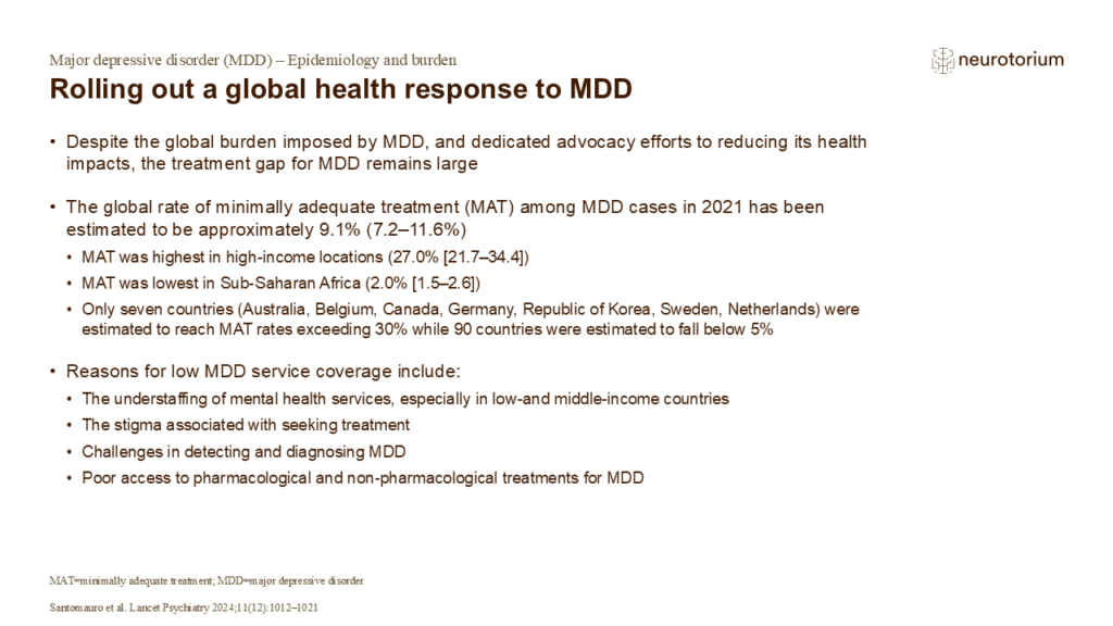 Rolling out a global health response to MDD