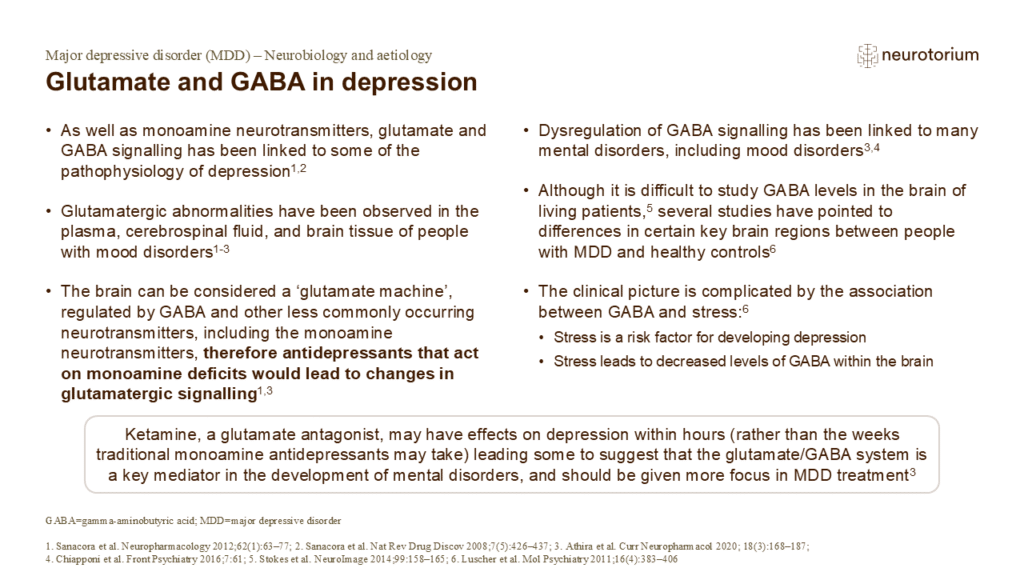 Glutamate and GABA in depression