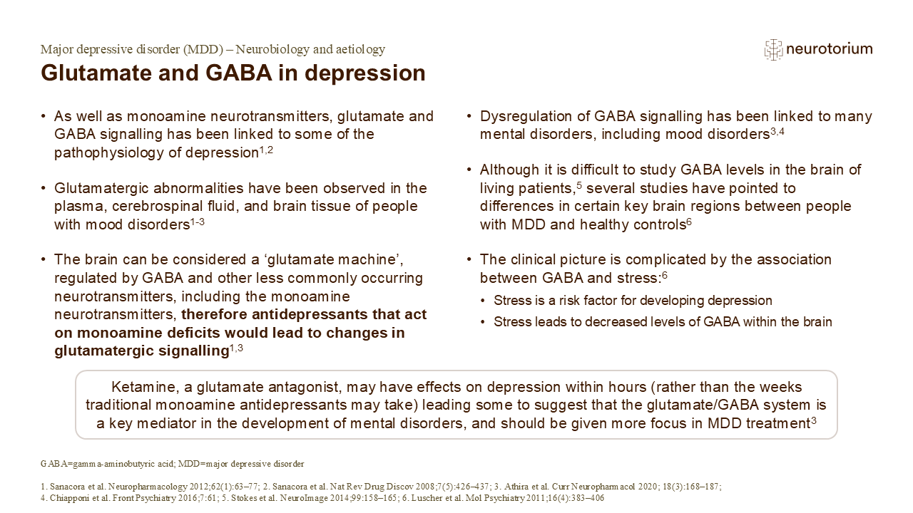 Glutamate and GABA in depression