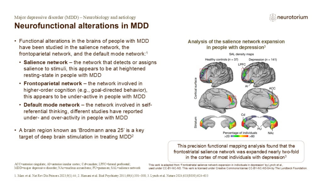 Neurofunctional alterations in MDD