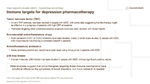 Immune targets for depression pharmacotherapy
