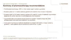 Summary of pharmacotherapy recommendations