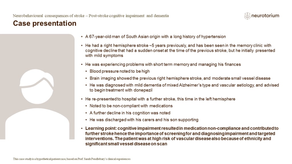 cognitive impairment resulted in medication non-compliance and contributed to further stroke hence the importance of screening for and diagnosing impairment and targeted interventions.