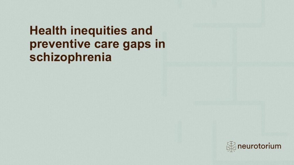 Slide introducing Health inequities and preventive care gaps in schizophrenia chapter