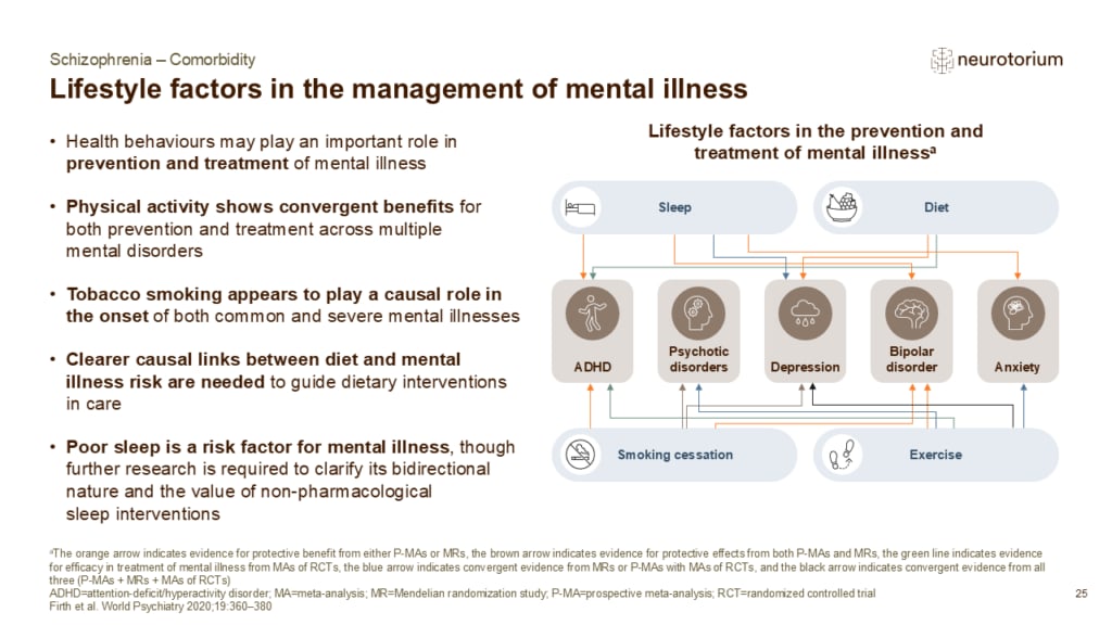 Slide showing lifestyle factors in mental illness management