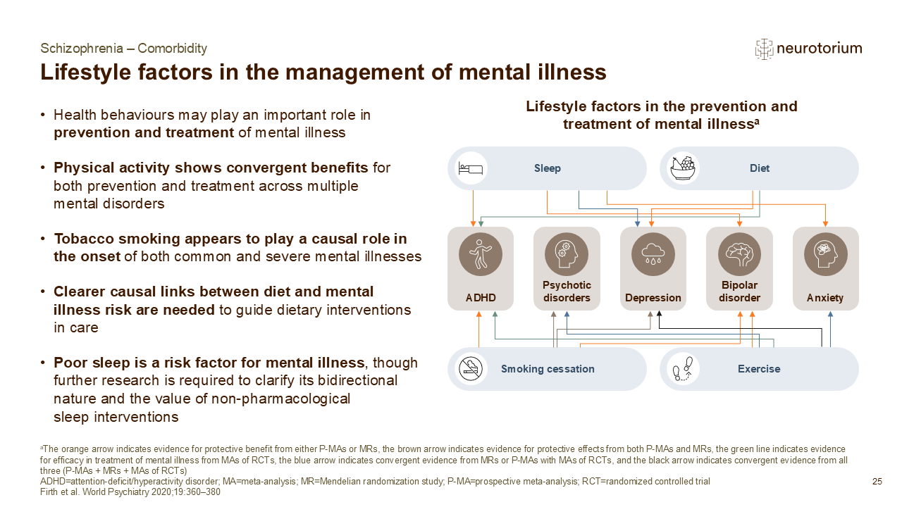 Slide showing lifestyle factors in mental illness management