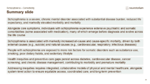 Slide summarizing the Schizophrenia comorbidities slide deck
