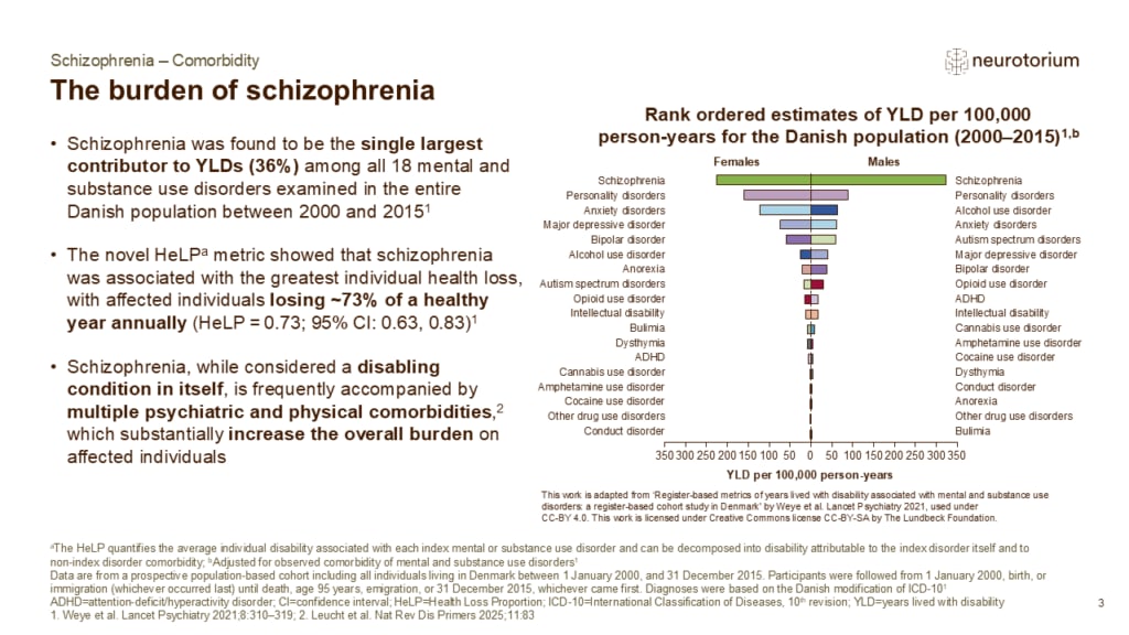 Slide showing the burden of schizophrenia