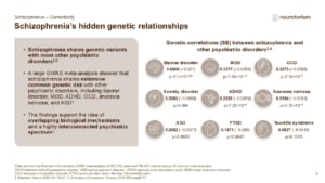 Slide showing genetic relationships in schizophrenia