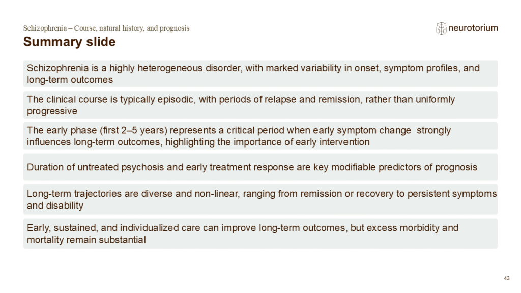 Slide summarising Course, natural history, and prognosis slide deck