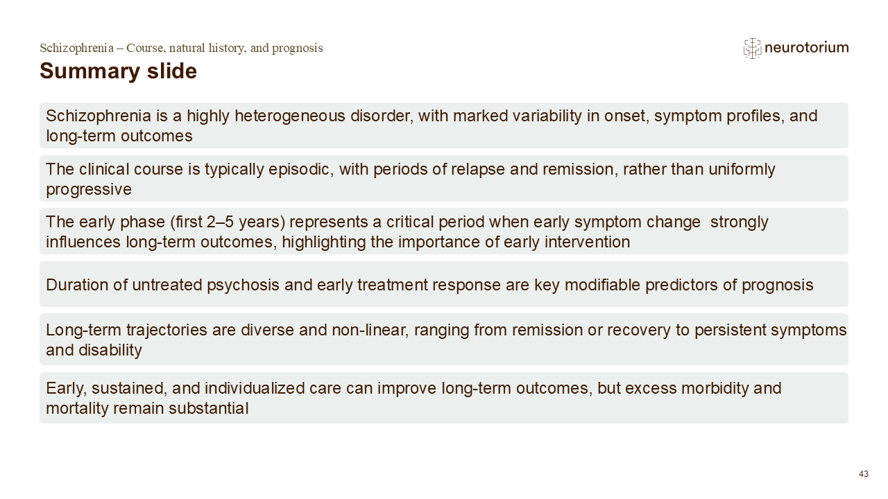 Slide summarising Course, natural history, and prognosis slide deck