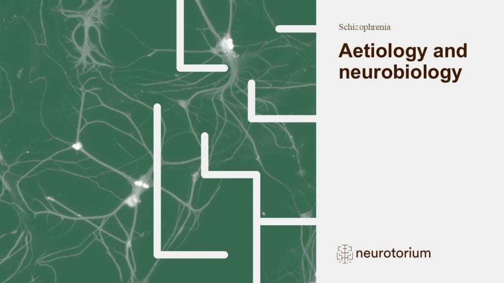 Slide introducing the slide deck for Schizophrenia Schizophrenia - Aetiology and neurobiology