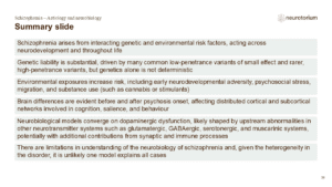 Summary slide of the Schizophrenia Aetiology and neurobiology slide deck