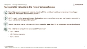Slide showing rare genetic variants in schizophrenia risk