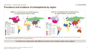 Prevalence and incidence of schizophrenia by region