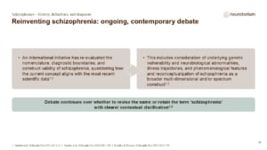 Slide about revising or retaining the term 'schizophrenia'