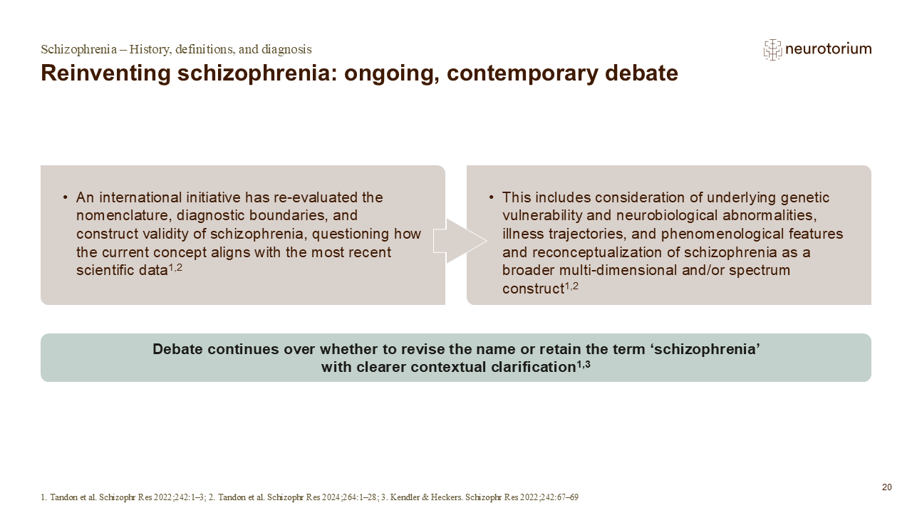 Slide about revising or retaining the term 'schizophrenia'