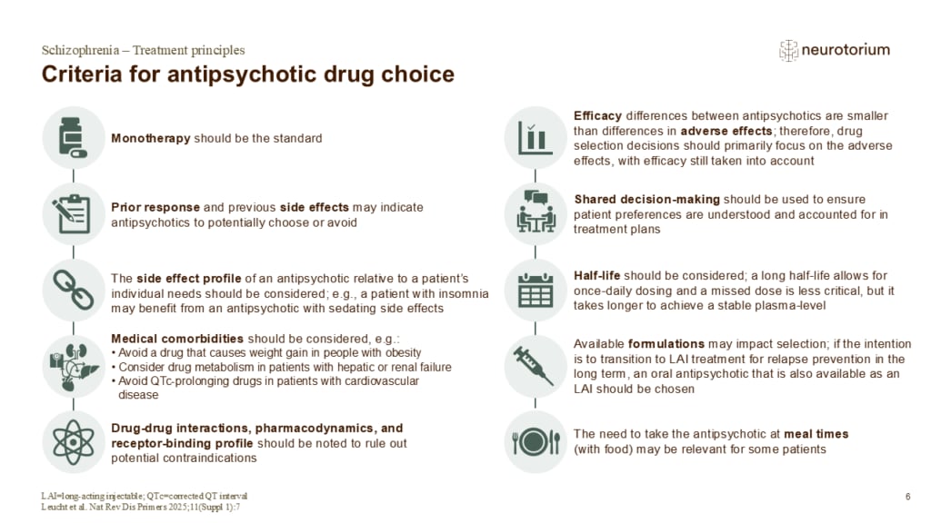 Criteria for antipsychotic drug choice