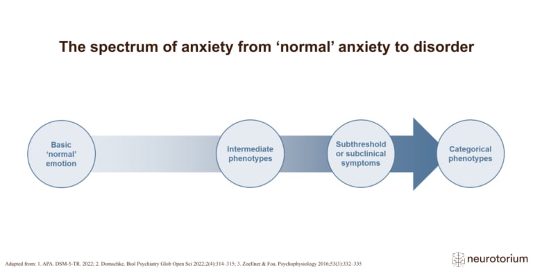 Anxiety spectrum from normal anxiety to disorder