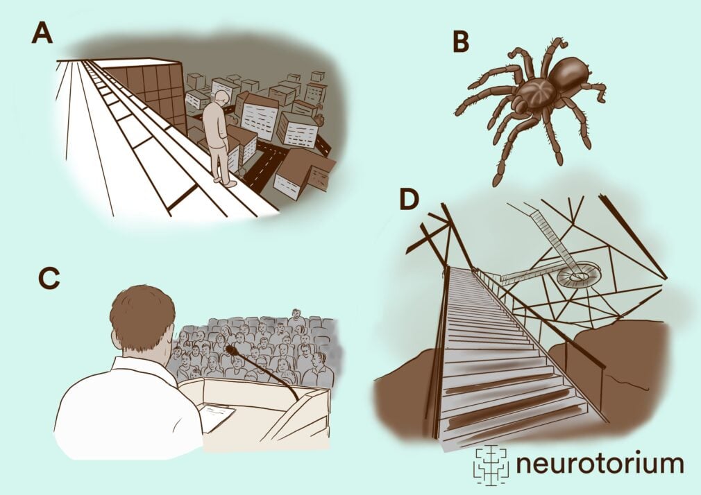 Various scenarios for exposure therapy in virtual reality for acrophobia (height fear)