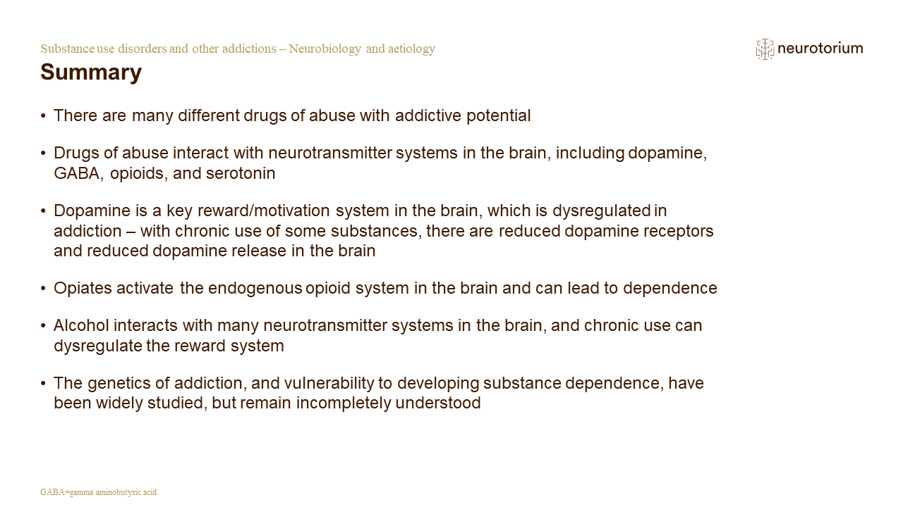 Substance use disorders and other addictions – Neurobiology and aetiology – Slide40