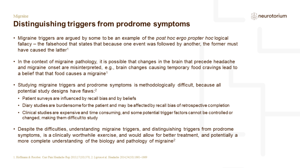 Distinguishing triggers from premonitory symptoms