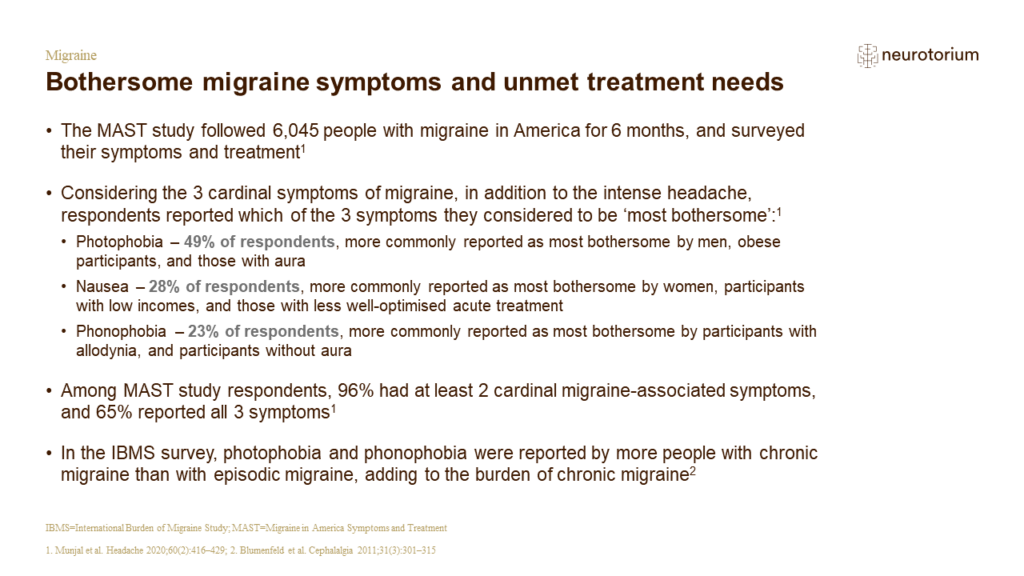Bothersome migraine symptoms and unmet treatment needs