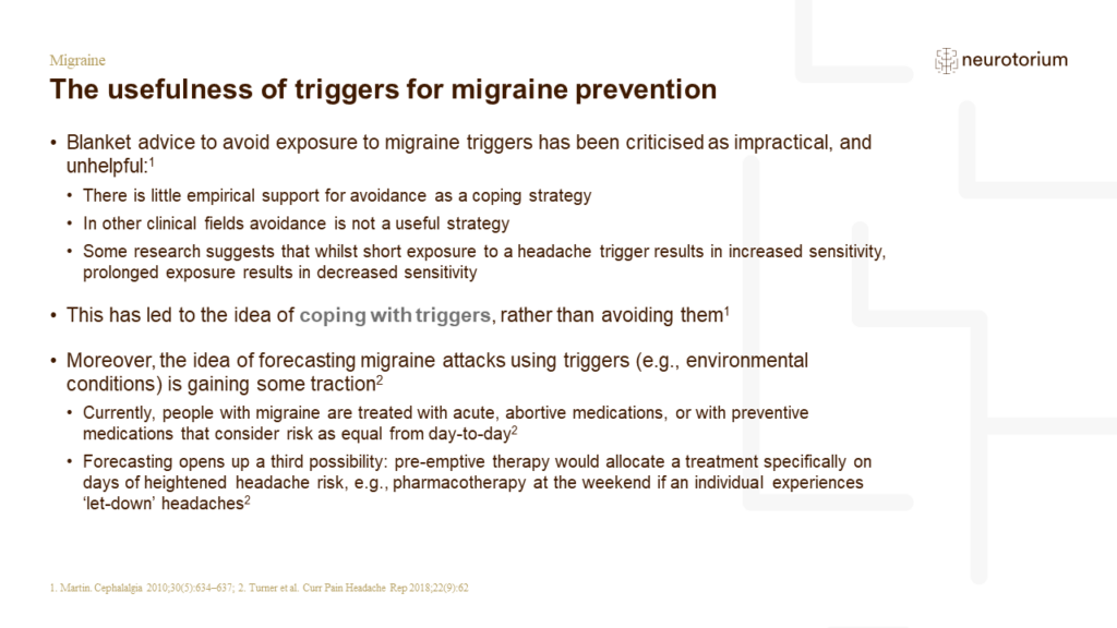 The usefulness of triggers for migraine prevention