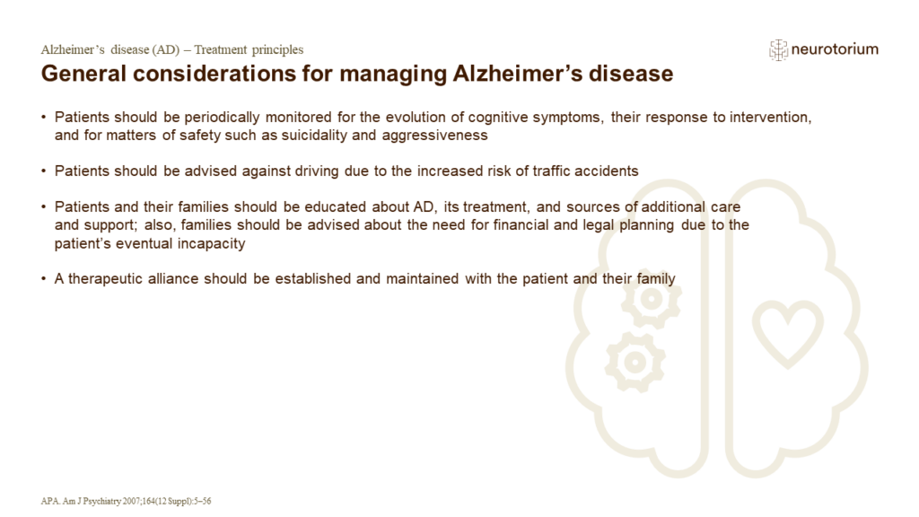 General considerations for managing Alzheimer’s disease