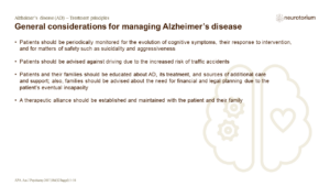 General considerations for managing Alzheimer’s disease