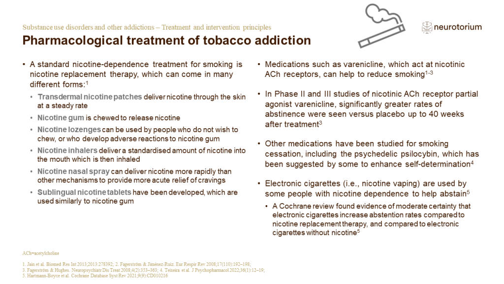 Pharmacological treatment of tobacco addiction