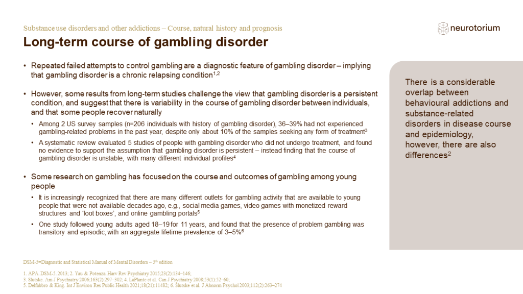 Long-term course of gambling disorder