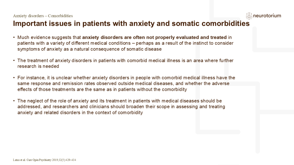 Important issues in patients with anxiety and somatic comorbidities